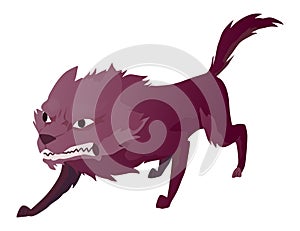 Angry dog. Mad animal with sharp teeth. Dangerous cartoon pet. Vector dog in action poses standing. Aggressive pooch photo