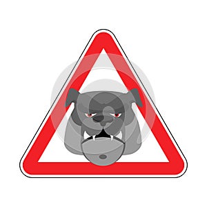 Angry Dog Warning sign red. Bulldog Hazard attention symbol. Dan