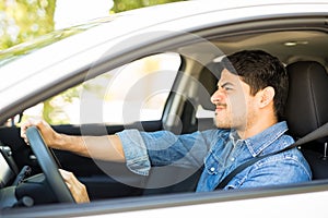 Angry driver honking in traffic jam