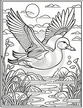 angry duck flying coloring pages for kids relaxation