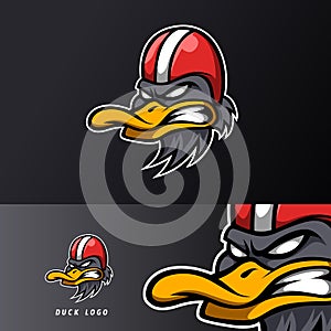 Angry duck rider mascot sport esport logo template