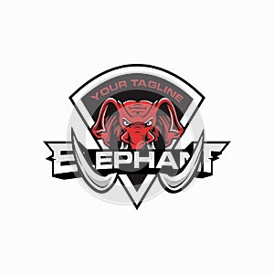 Elephant head mascot logo in Red