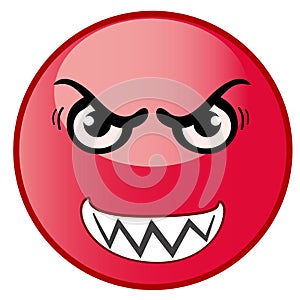 Angry emoticon, emoji, red smiley - vector illustration