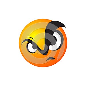 Angry emoticon face anger emoji logo vector illustration