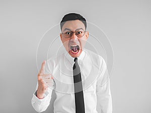 Angry employee businessman in office uniform.