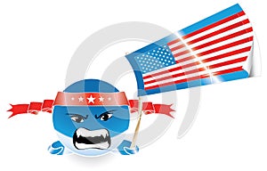 Angry evil American emoticon with US flag