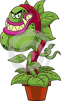 Angry Evil Carnivorous Plant Cartoon Character