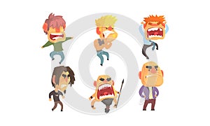 Angry and Exasperated Men Shouting Vector Set