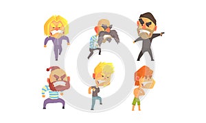 Angry and Exasperated Men Shouting Vector Set