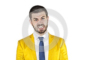 Angry expression of businessman face