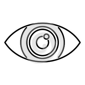 Angry eye icon outline vector. Optical lens