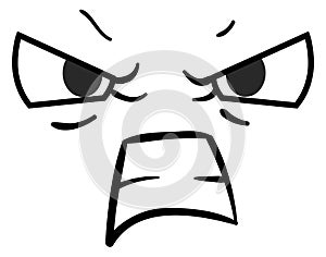 Angry face. Facial rage expression in retro comic style