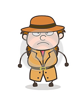 Angry Face - Female Explorer Scientist Cartoon Vector