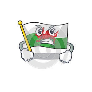 Angry face flag wales Scroll cartoon character design