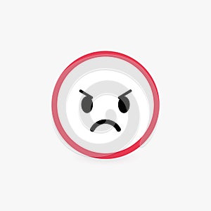 Angry face, poor customer review and emotional assessment of goods or services quality. Harsh round vector icon with