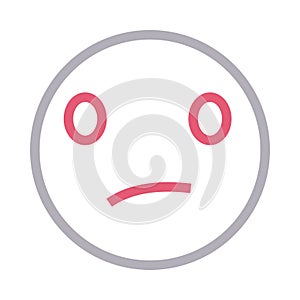 Angry face thin color line vector icon