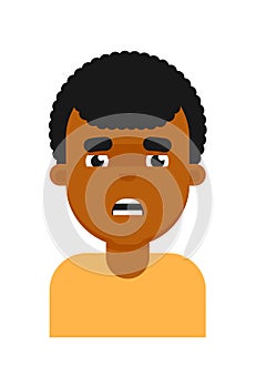 Angry facial expression of black boy avatar