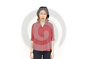 Angry and Feeling Upset Of Beautiful Asian Woman Isolated On White Background