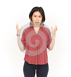 Angry and Feeling Upset Of Beautiful Asian Woman Isolated On White Background