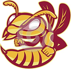 Angry Female Hornet Mascot Cartoon