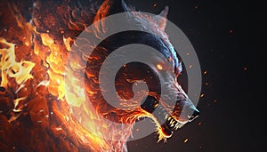 Angry fire wolf 3d art