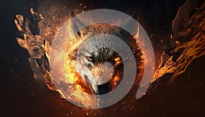 Angry fire wolf 3d art