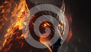 Angry fire wolf 3d art