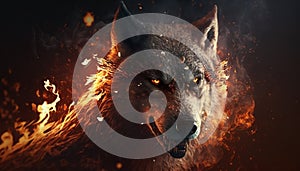 Angry fire wolf 3d art