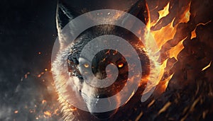 Angry fire wolf 3d art
