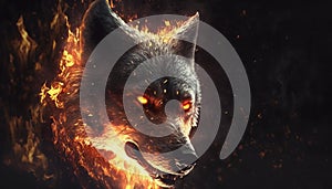 Angry fire wolf 3d art