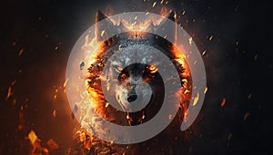 Angry fire wolf 3d art