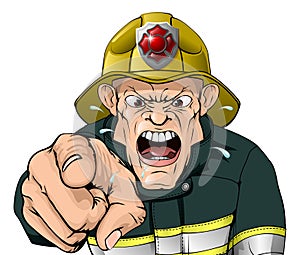 Angry firefighter photo