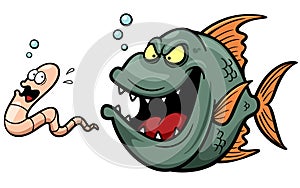 Angry fish hungry cartoon