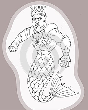 angry fishman king coloring page