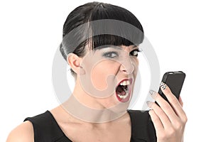 Angry Frustrated Annoyed Woman Shouting Into Cell Phone