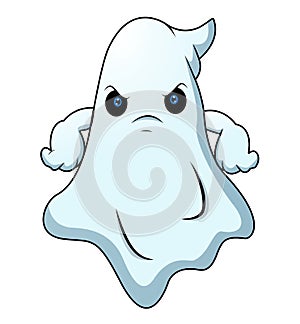 Angry ghost cartoon on white background