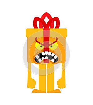 Angry gift box. Bad Xmas and New Year vector illustration