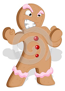 Angry Gingerbread Man - Christmas Vector Illustration