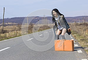 Angry Girl Hitchhiking