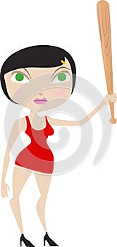Angry girl holding a baseball bat