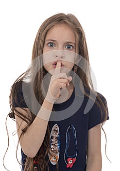 Angry Girl with Silence Gesture