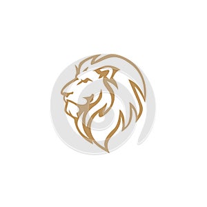 Angry Gold Lion Head, Vector Logo Design, Illustration, Template