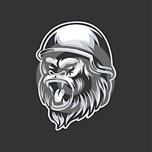 Angry gorilla with helmet vector illustration