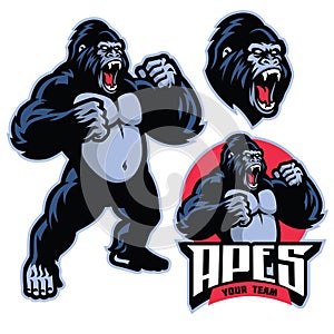 Angry gorilla mascot standing