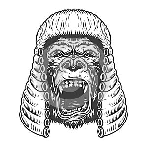 Angry gorilla in monochrome style