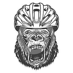 Angry gorilla in monochrome style