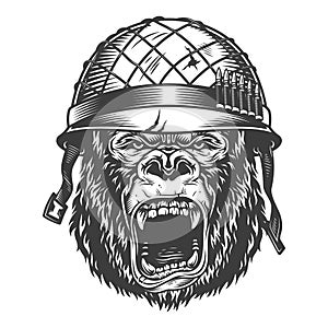 Angry gorilla in monochrome style