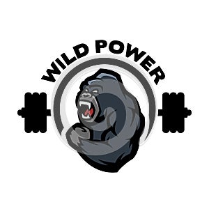 Angry gorilla. Sports gym logo.