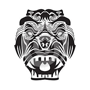 angry gorrila illustration in white and black colour