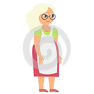 Angry grandmother in apron.
